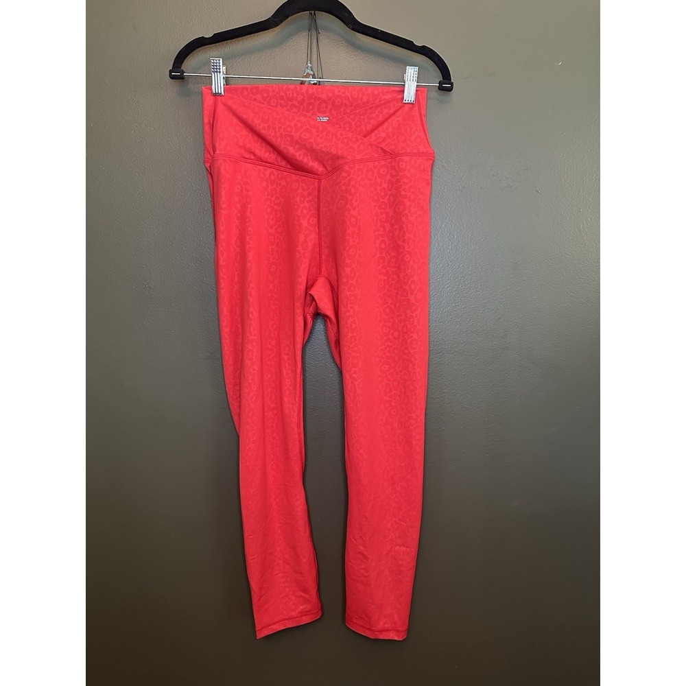 Zyia Red Leopard Scrunchie Light N Tight 7/8 Leggings Women's 12
